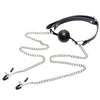 Flirt Games Mouth Gag Ball With Metal Nipple Clamps