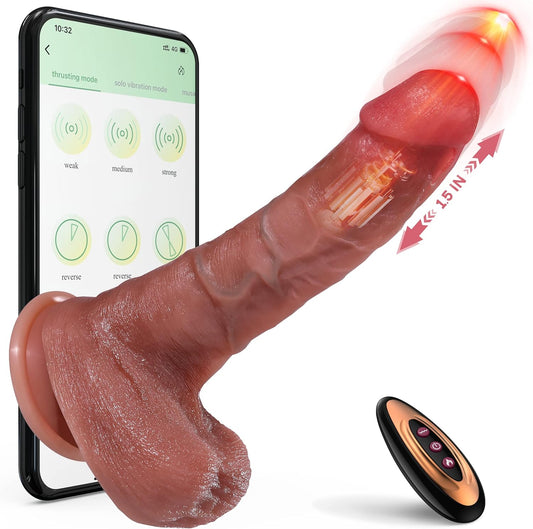 Realistic Thrusting Dildo Vibrator Sex Toy - App and Remote Control Dildos