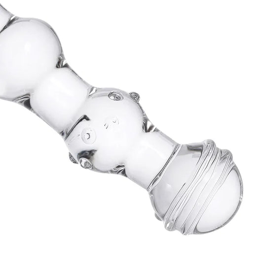 Clear Ribbed Glass Dildo