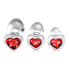 Red Heart Gem Glass Anal Plug Set