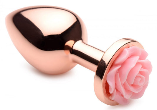 Rose Gold Anal Plug with Pink Flower